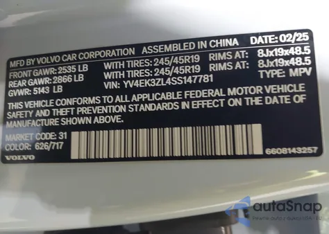2025 Volvo Ex30 Ultra Twin Motor Performance, Fully Electric from USA, damaged, VIN YV4EK3ZL4SS147781